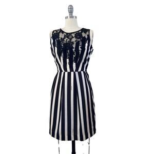 Guess Women's Dress Size M Lace Striped White Black perfect for Beetlejuice